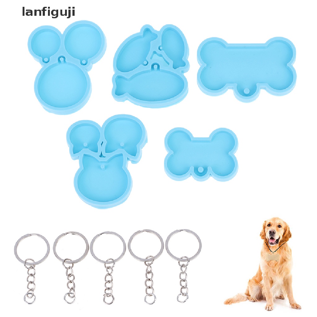 Bộ 5 Khuôn Silicone Làm Móc Khóa Hình Khúc Xương Cho Thú Cưng
