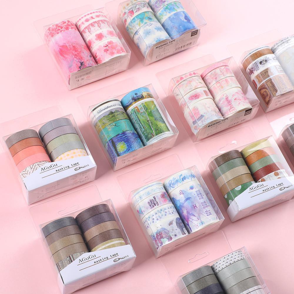 Set 10 cuộn băng dính washi tape trang trí planner, bujo WST232