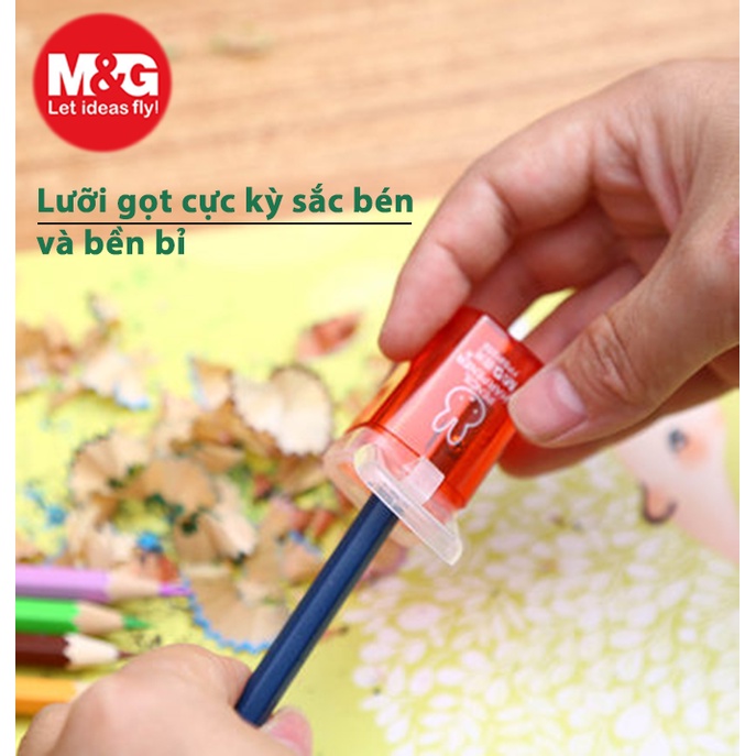 Cây chuốt gọt bút chì gỗ siêu sắc và đẹp APS91202  thân hình thùng rác, thân nhựa PS an toàn, lưỡi thép hợp kim cao cấp