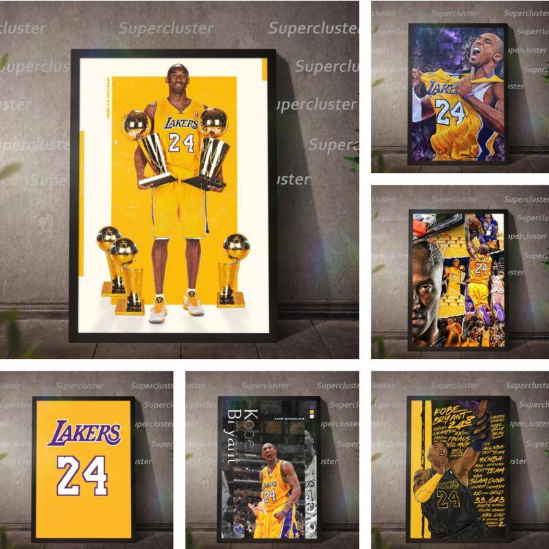 Tranh Vải Bạt Treo Tường In Hình Cầu Thủ Bóng Rổ Kobe Bryant NBA Lakers Trang Trí Nhà Cửa