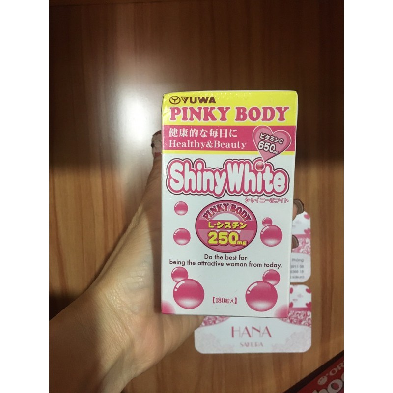 [Bill +video mua hàng] Hộp  Viên uống trắng da Shiny White của Yuwa Nhật Bản lọ 180 viên