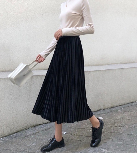 Chân Váy Xếp Ly Dáng Dài Thần Thánh Hot Hit