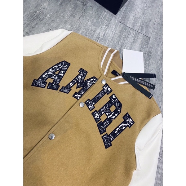 ⚡️SIÊU SALE⚡️Áo khoác bomber nam nữ chất da lộn phối tay da thêu chữ AMIRI NỔI siêu hot hit, kèm video ảnh thật