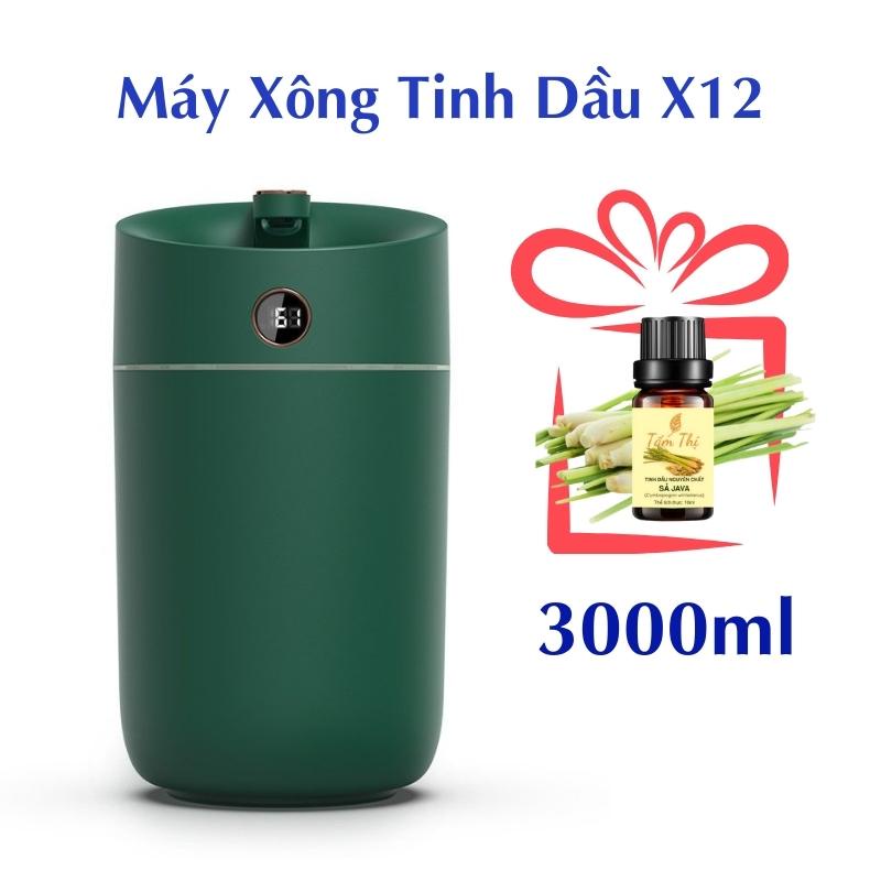 Máy Phun Sương Tạo Ẩm X12 Dung Tích Lớn 3 Lít Máy Khuếch Tán Tinh Dầu Cao Cấp 2 Đầu Phun Kép Giúp Thơm Phòng & Đuổi Muỗi