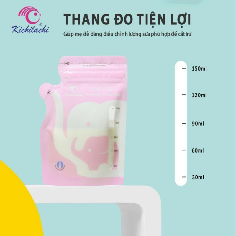 Hộp 30 Túi Trữ Sữa Kichilachi 150ml /Có Cảm Biến Nhiệt , Có Vòi Rót Tiện Dụng Mẫu mới