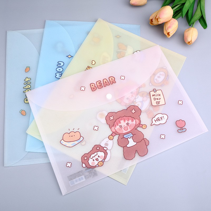 Túi đựng tài liệu, bài kiểm tra khổ A4 phong cách Hàn Quốc Taro Stationery