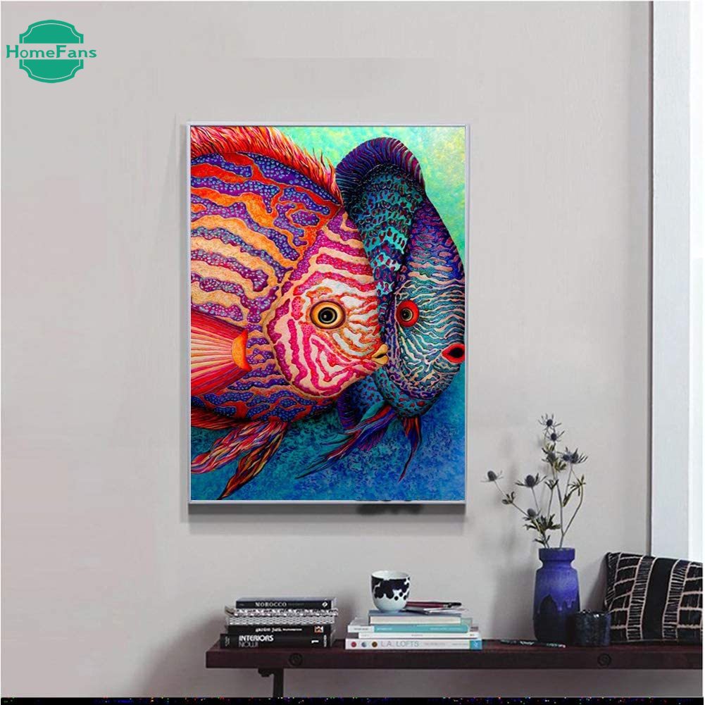 Bộ Tranh Đính Đá 5d Tự Làm Họa Tiết Con Cá Độc Đáo