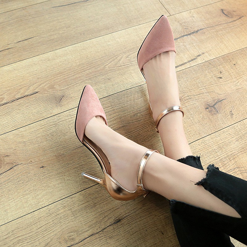 Giày cao gót nhọn 8p bít mũi gót đồng
