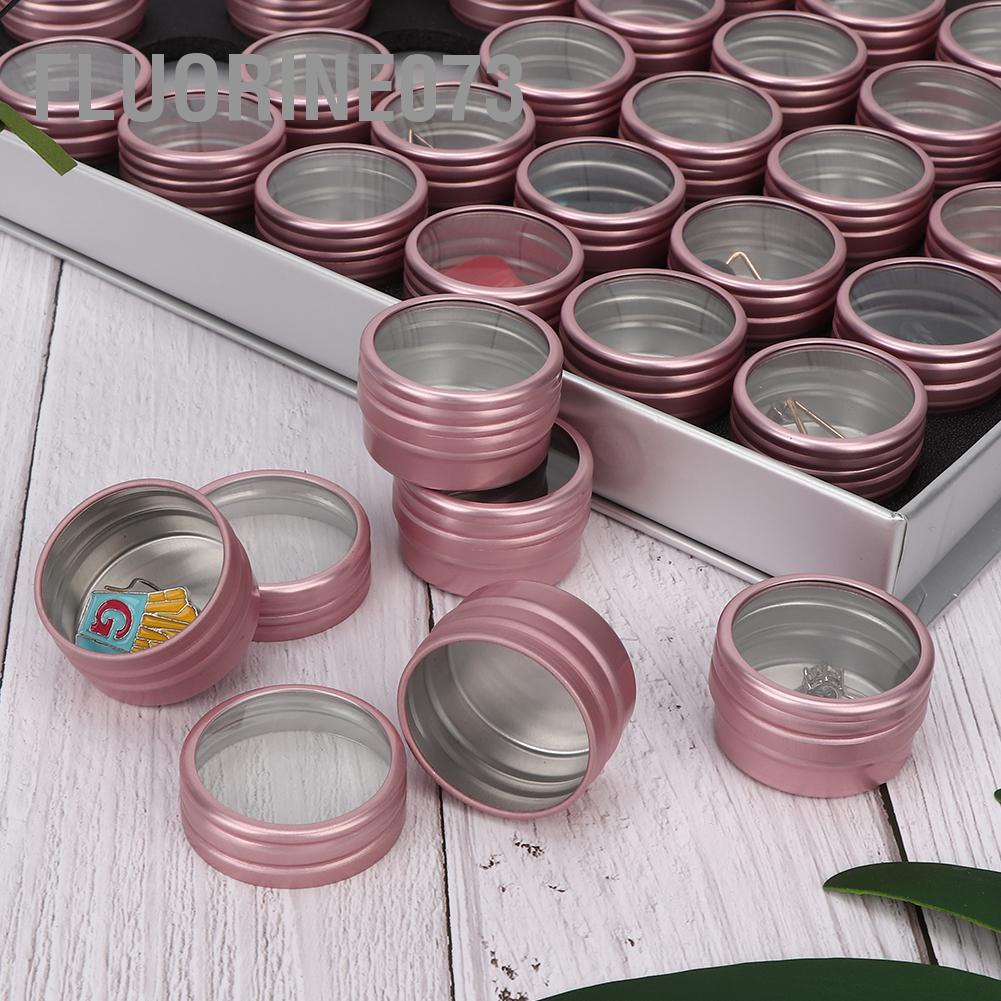 Hộp lưu trữ trang sức Nail Art Hộp nhôm nhỏ Cửa sổ Đóng gói di động Hộp thẻ cứng【BY】
