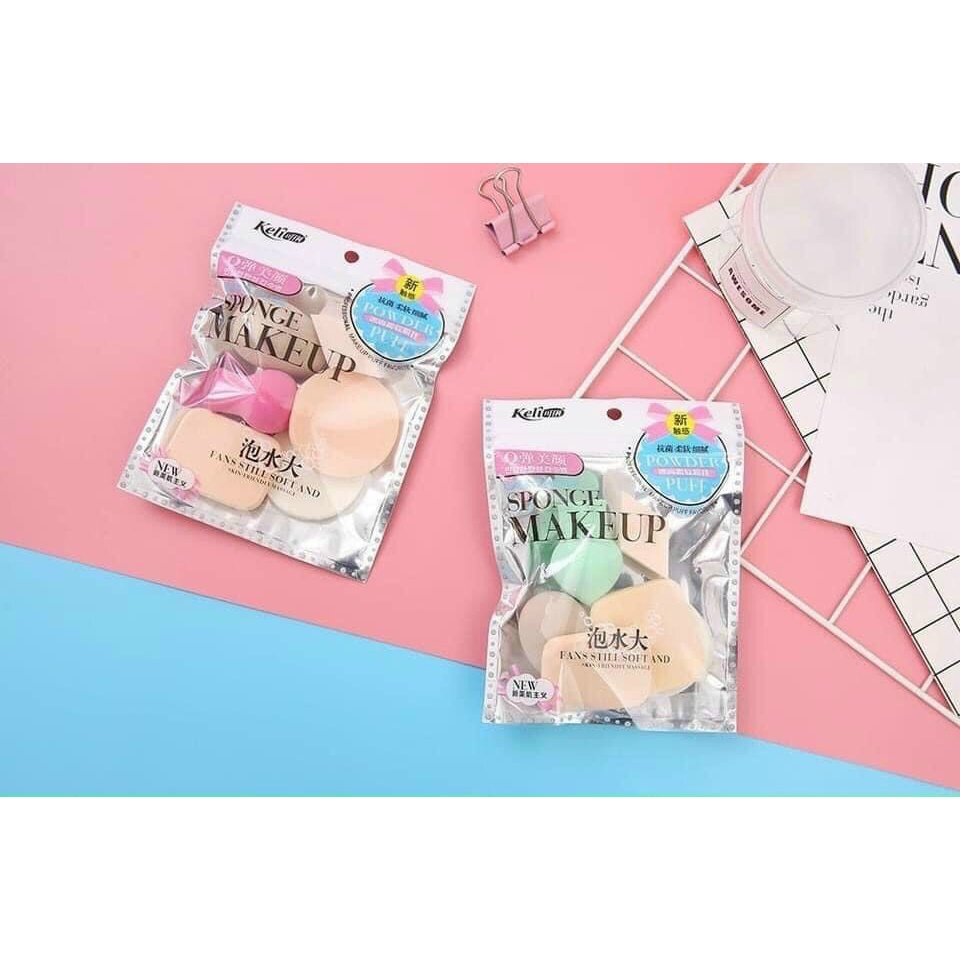 Set Bộ 6 Bông Mút Tán Phấn Trang Điểm Keli