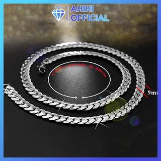 Dây chuyền inox thép không gỉ nam cao cấp đẹp sang trọng kiểu lặc khít chạm 2 bên ahihi.official cỡ 9mm PTDCNA57