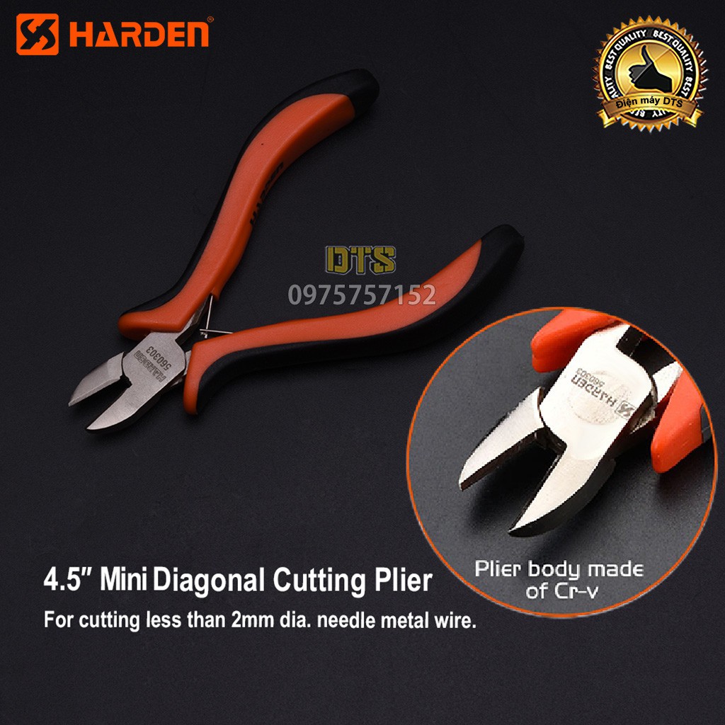 Bộ 2 kìm điện - kìm cắt mini trợ lực HARDEN 4.5 inch, thép CR-V, thiết kế công thái học, lò xo kép - Tiêu chuẩn châu Âu