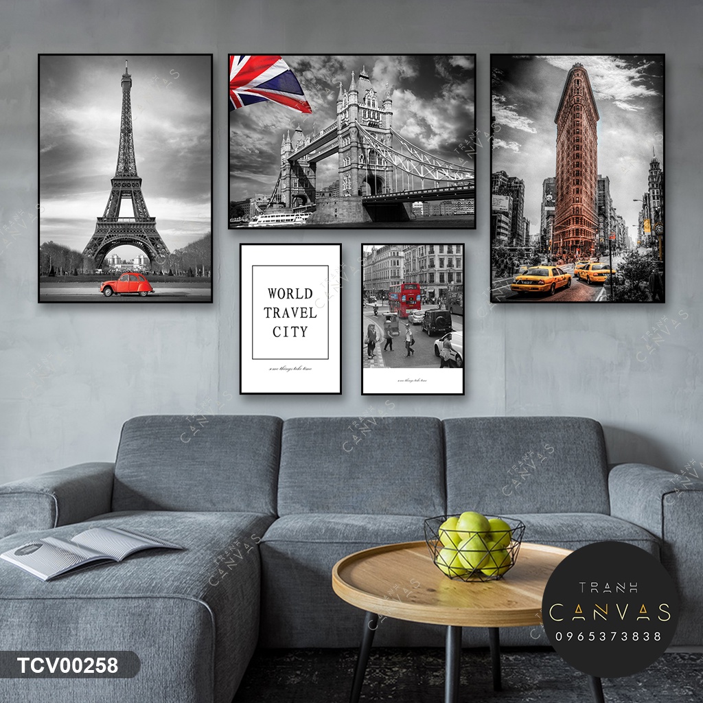 Tranh bộ canvas 5 tấm treo tường phong cách hiện đại- Tranh treo phòng khách