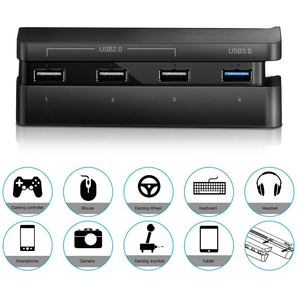 DOBE PS4 Slim HUB Super Speed Transfer Charger Adapter LED USB 3.0 4 ports In 1 USB 3.0 and 3 USB 2.0 Ports USB Splitter For PlayStation 4 Slim