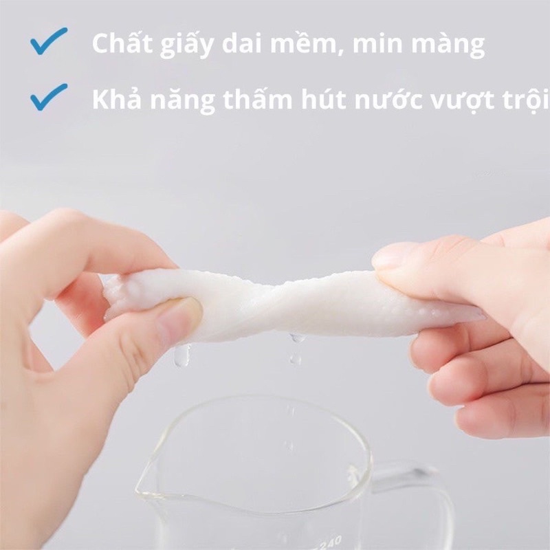 Khăn giấy lau mặt khô FREESHIP Giấy cotton tẩy trang cao cấp dùng 1 lần, khăn giấy lau mặt hàn quốc cuộn to PK164