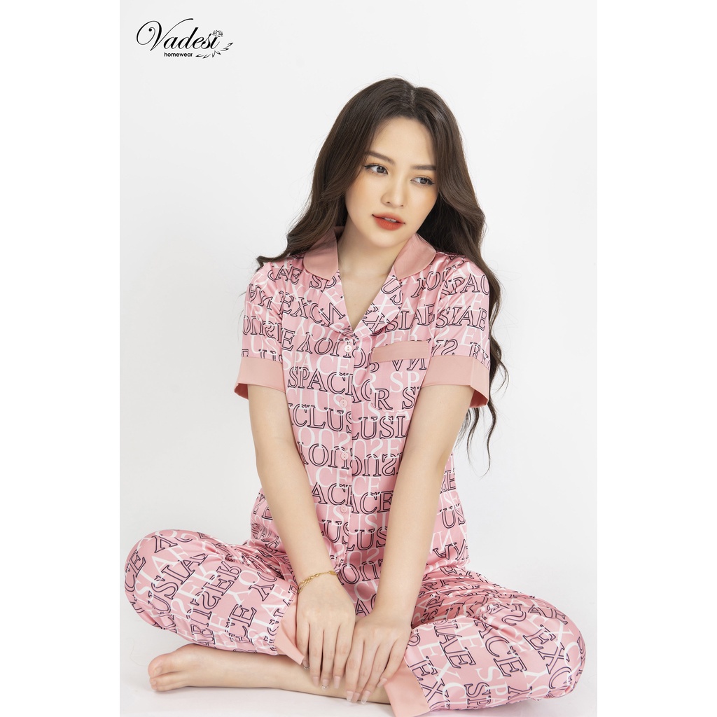 ( NEW ) Bộ Đồ Ngủ Nữ Pijama Quần dài tay ngắn Họa Tiết Đẹp Chất Lụa Cao Cấp Thoáng Mềm, Thấm Hút Co Giãn Nhẹ - Vadesi