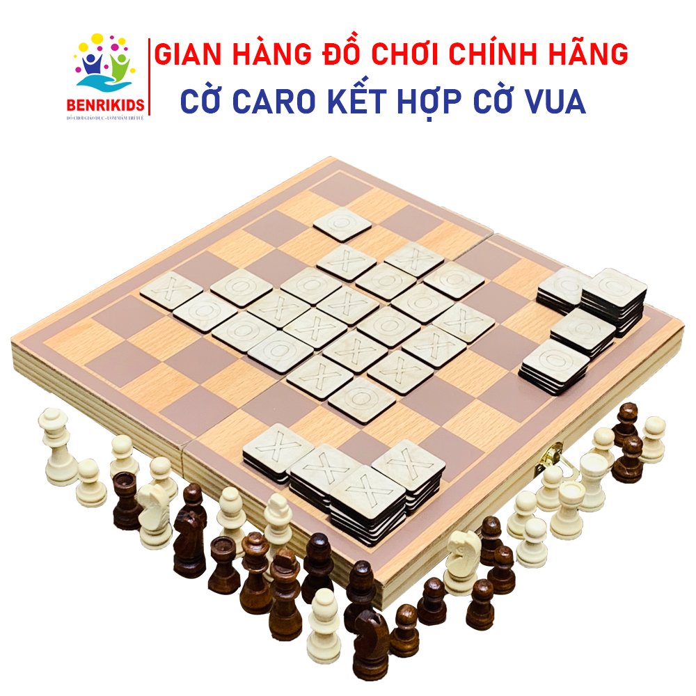 Đồ Chơi Giải Trí Benrikids Boardgame 2 Trong 1 Cờ Caro Kết Hợp Cờ Vua Bằng Gỗ Bàn Cờ Kiêm Hộp Đựng Tiện Lợi