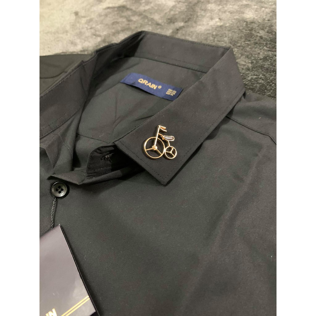 Áo Sơ Mi Nam Dài Tay Logo Đính Cổ Vải Lụa Cao Cấp, Áo Sơmi Trắng Đen Dáng Ôm Form Body, T-man | BigBuy360 - bigbuy360.vn