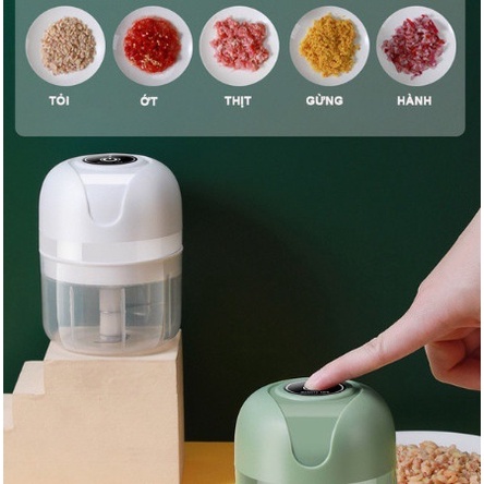 Máy Xay Mini Mẫu Mới, Xay Tỏi Ớt Cầm Tay 250ml Sử Dụng Cổng Sạc USB Siêu Tiện Lợi Mẫu Mới