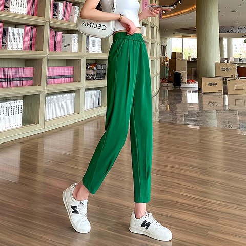 Quần Harem Mỏng Lưng Cao Thời Trang Mùa Hè Cho Nữ