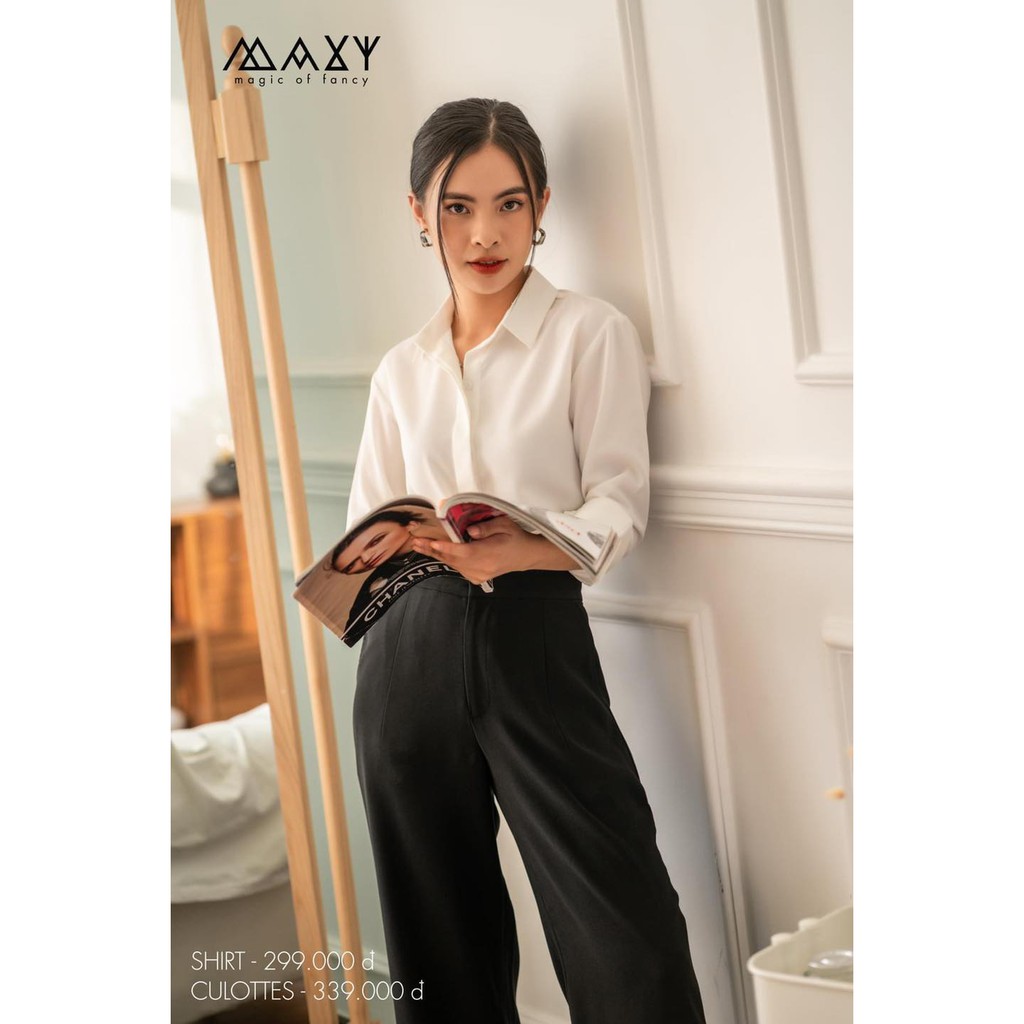 Áo sơ mi nữ tay dài kiểu dáng cơ bản white basic shirt Maxy Workshop