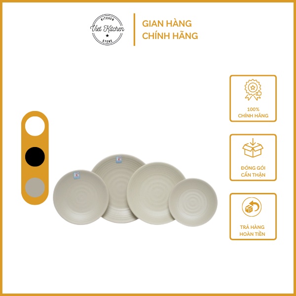 Đĩa Nhám Ăn Cơm VietKitchen Đĩa Sâu Gân Nhám Cao Cấp Melamine 3 Màu Nhiều Kích Thước Chịu Nhiệt Cao Phong Cách Hàn Quốc