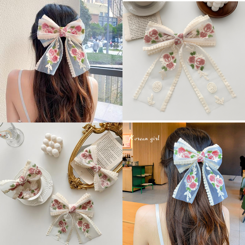 Korean Double-layer Bowknot Hairpin Female Fashion Small Flower Hair Accessories