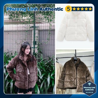 Áo khoác lông dáng ngắn cổ cao Zara Auth New Tag có sẵn 6318/228 6318228