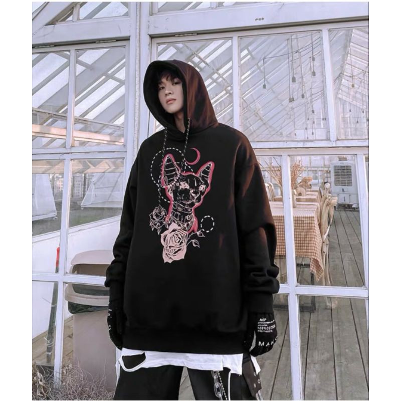 [ Hoodie Unisex- Cực Chất ] Áo khoác hoodie Unisex Mèo Đỏ Mặt Trăng form rộng hottrend 2021 | BigBuy360 - bigbuy360.vn