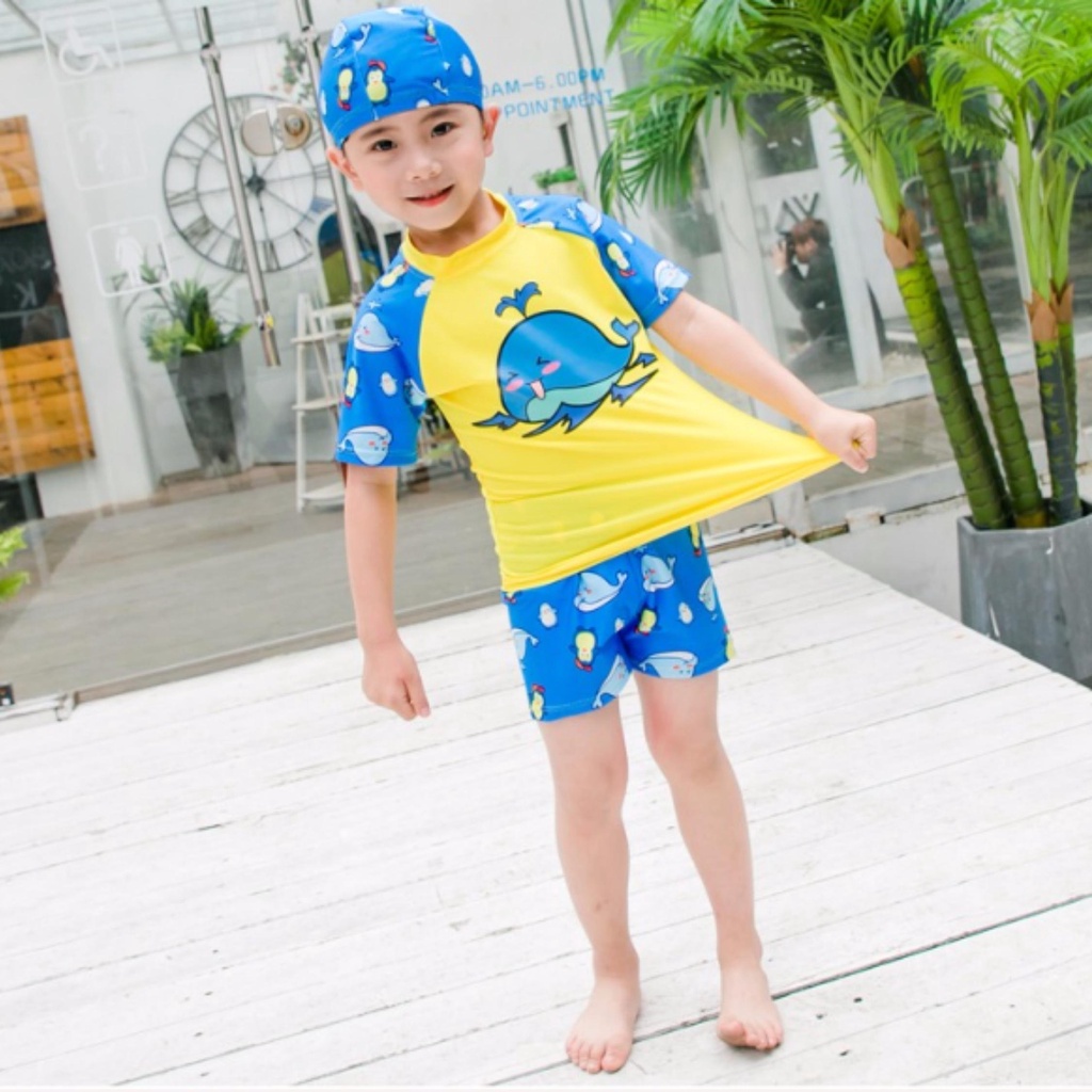 Bộ Đồ Bơi Trẻ Em Sportkids Danh Cho Bé Trai In Hình Dễ Thương Vải Co Giãn Thoáng Mát