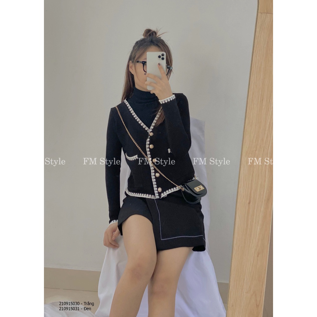 Áo dài tay nữ FM Style phong cách tiểu thư 2 màu đen trắng siêu dễ thương 210915031