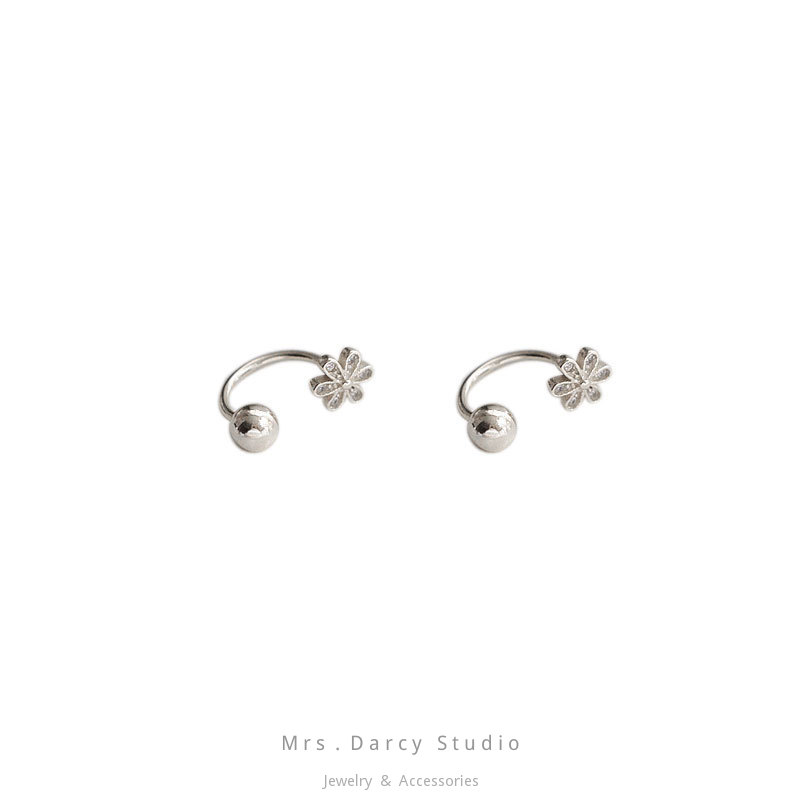 MRS.D【In Stock】100% Sterling Silver U-shaped Ear Bones S925 Earrings Stud Earrings Colors of Zircon Jewelry Gift Ear Clips Minimalist Earring Design Jewelry Girls Allergy Free