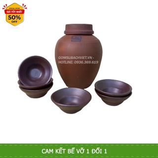Bộ chum đựng rượu 1 lít kèm 6 chén rượu