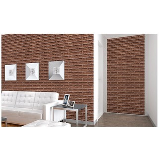 Cuộn 5M PVC giấy dán tường (có sẵn keo dán) - GẠCH NÂU KT099