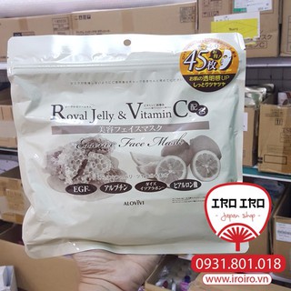 Mặt nạ dưỡng trắng tinh chất Vitamin C và Sữa Ong Chúa Alovivi 45 miếng