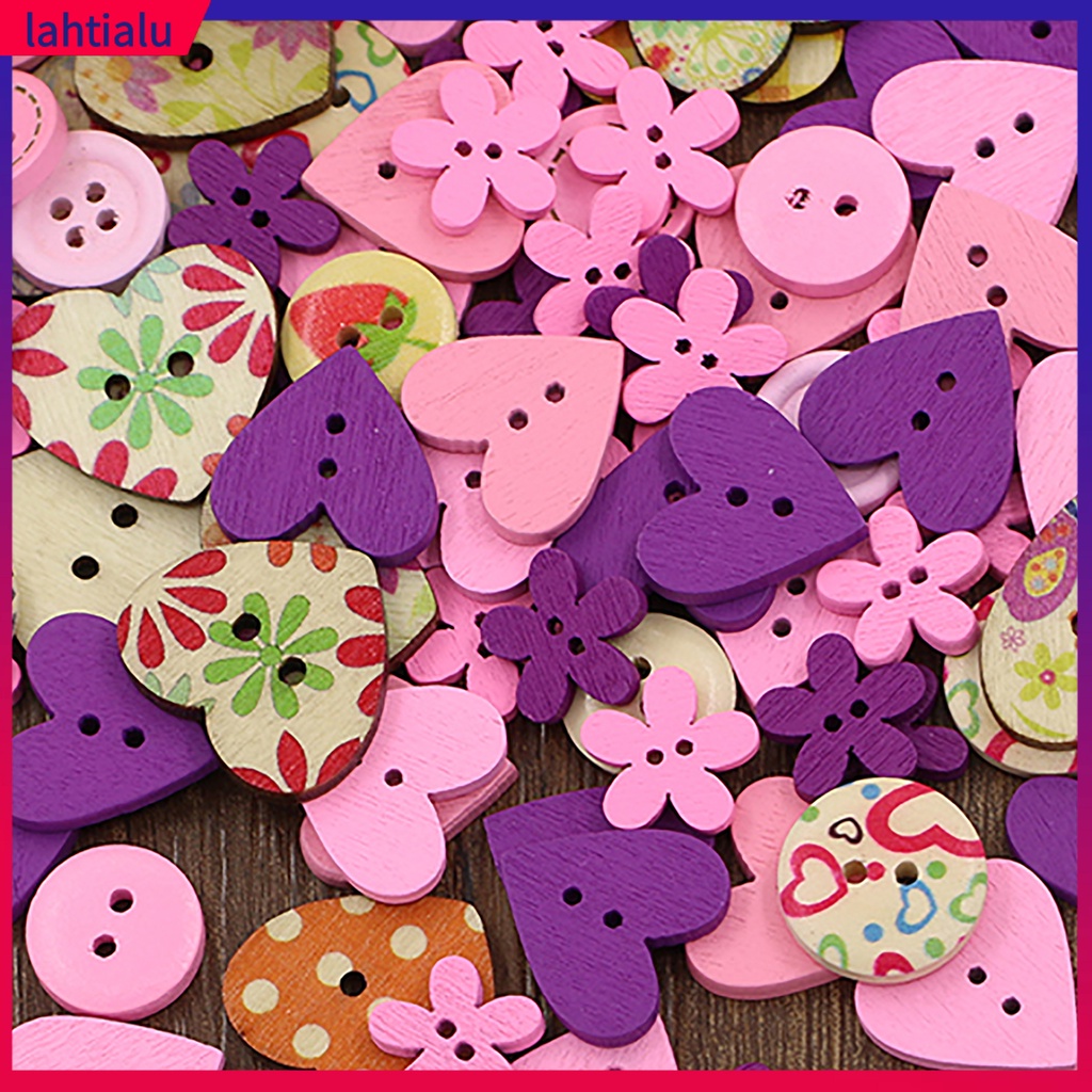 Cúc Áo Bằng Gỗ In Hình Hoa Phong Cách Dành Cho May Vá