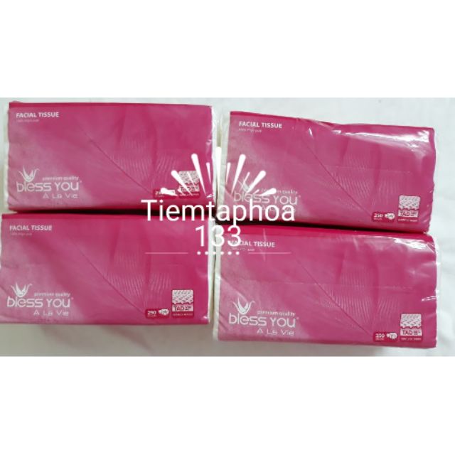 HCM-Combo 4 gói khăn giấy rút Bless You 250 tờ.