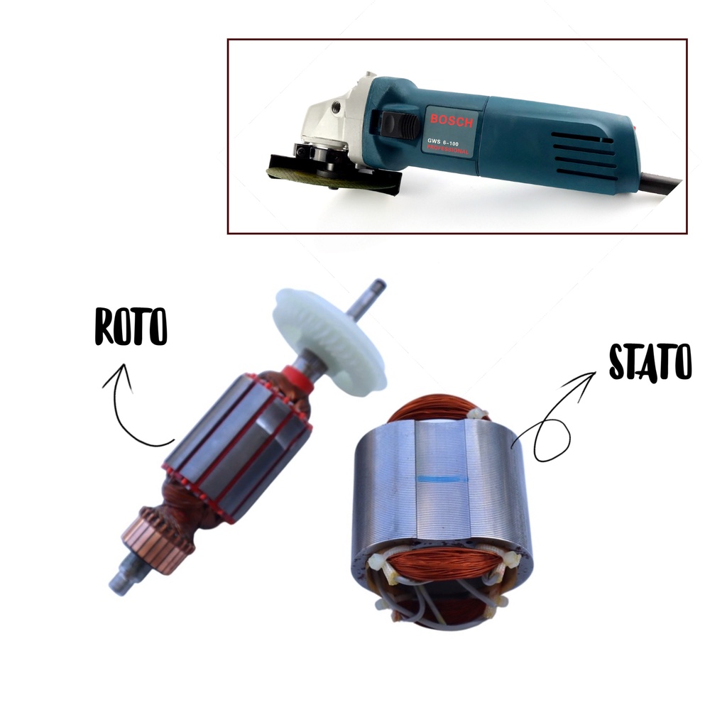 Roto và Stato máy mài Bosch 6-100 linh kiện thay thế bảo hành sửa chữa