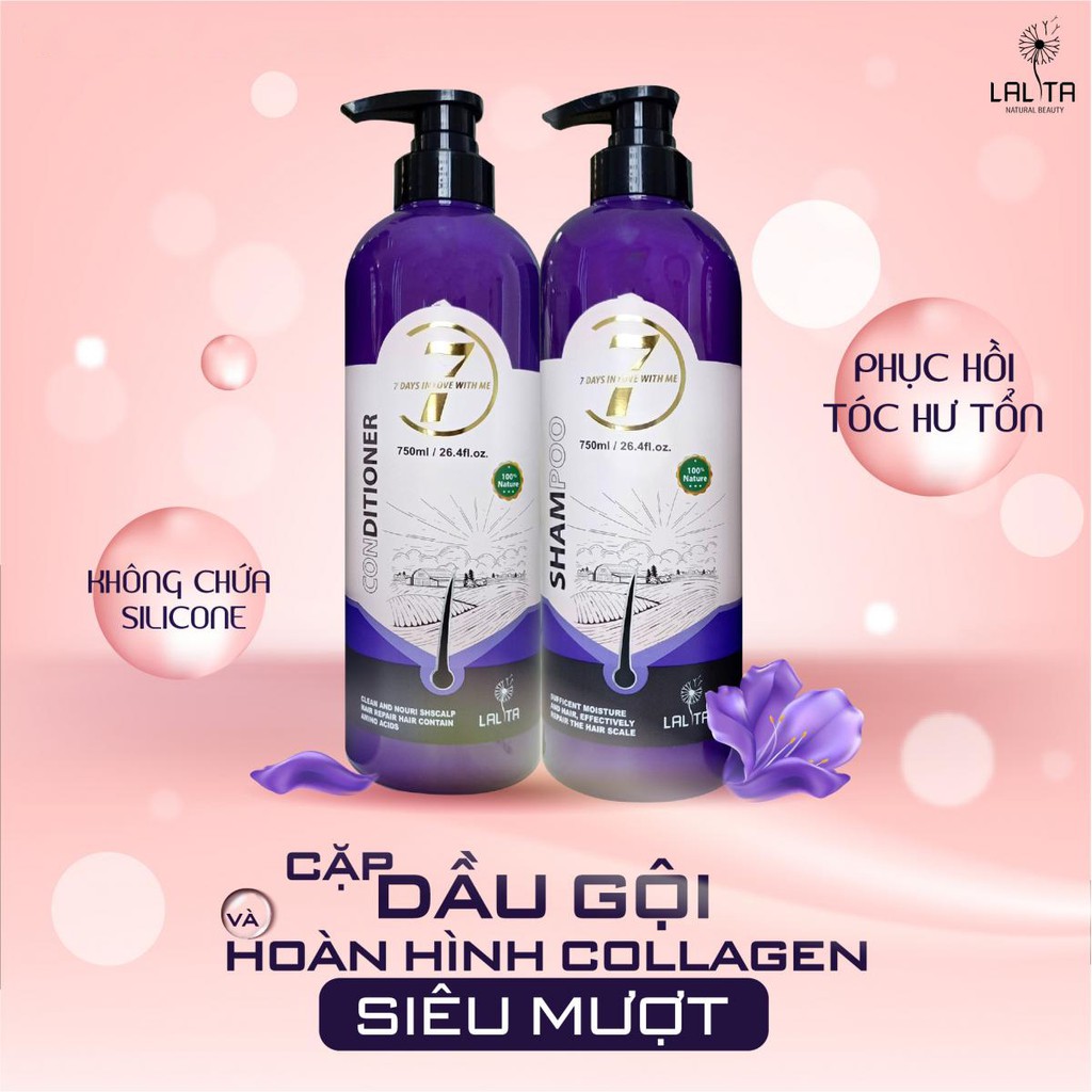 Dầu Gội Cặp Lalita Siêu Mềm Mượt, Phục hồi Tóc Hư Tổn, Kích Mọc Tóc, Sạch Gàu Hương Nước Hoa 750MLx2