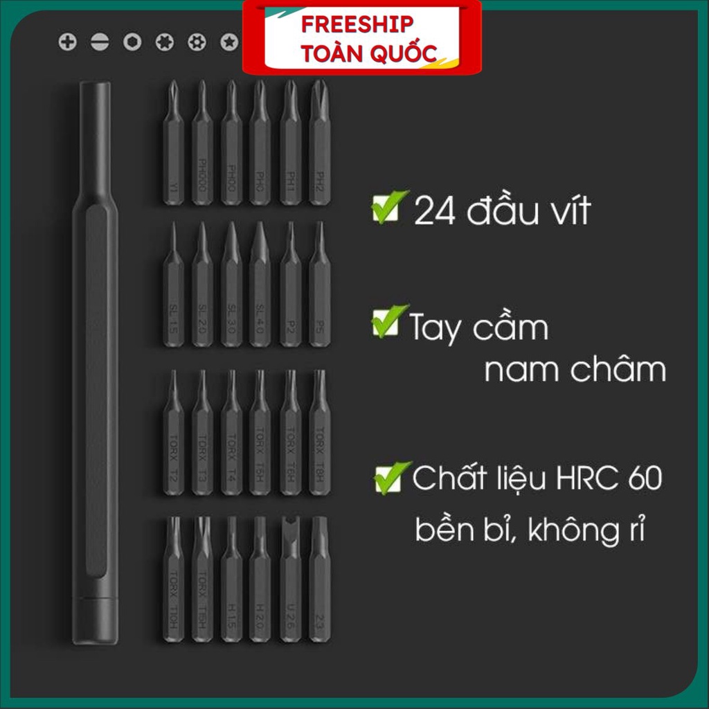 Bộ tua vít đa năng mini 24 đầu chất liệu thép từ tính cao cấp sửa chữa máy móc, điện tử cỡ nhỏ . .