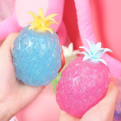 Dứa bóp trong suốt dứa bóp kim tuyến bóng lười hạt nở dứa bóp slime squishy toy  XALL IN ONE