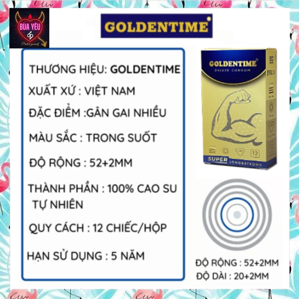 Bao cao su Gân Gai Goldentime cải tiến 9% benzocain tăng cảm giác yêu đương - kéo dài thời gian siêu hot 2022