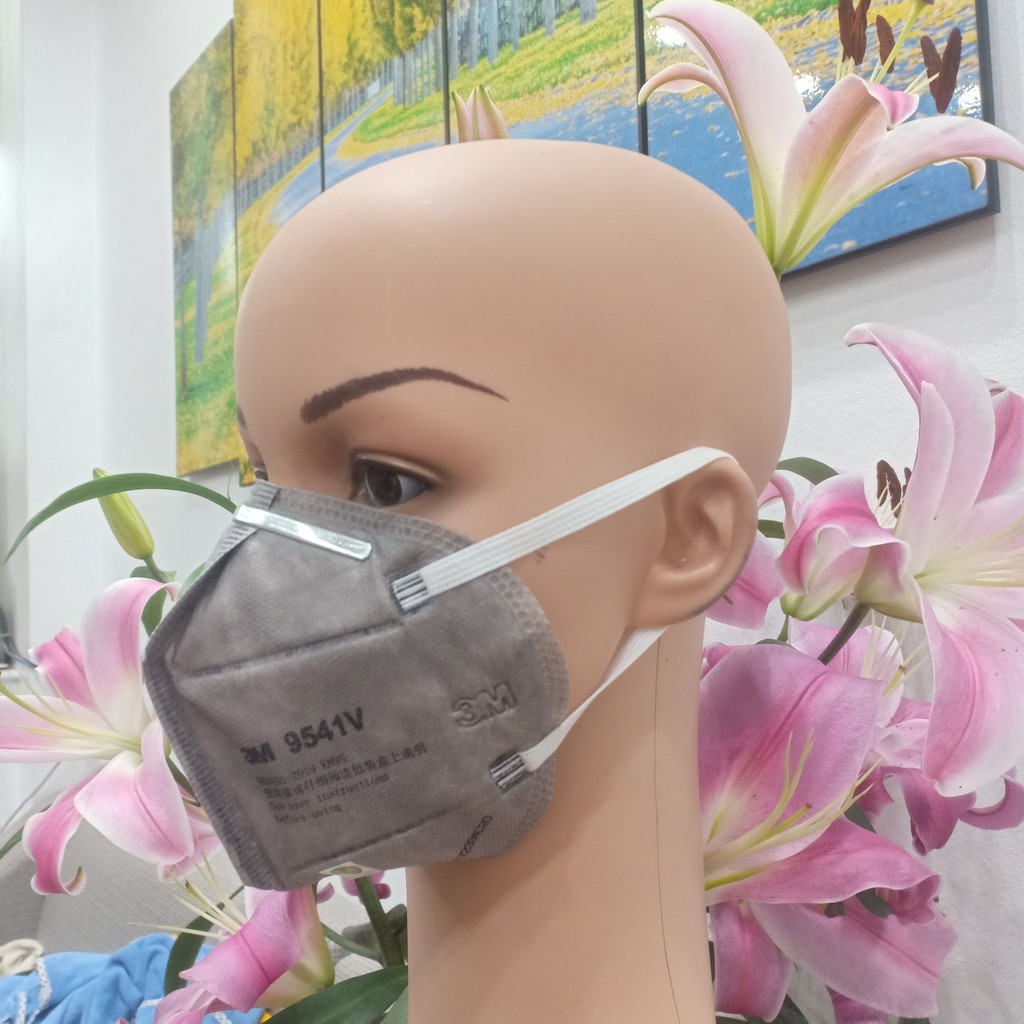 Khẩu trang có van 3M 9541V tiêu chuẩn KN95, lọc bụi mịn, hóa chất nhẹ có van thở, khẩu trang than hoạt tính đeo tai