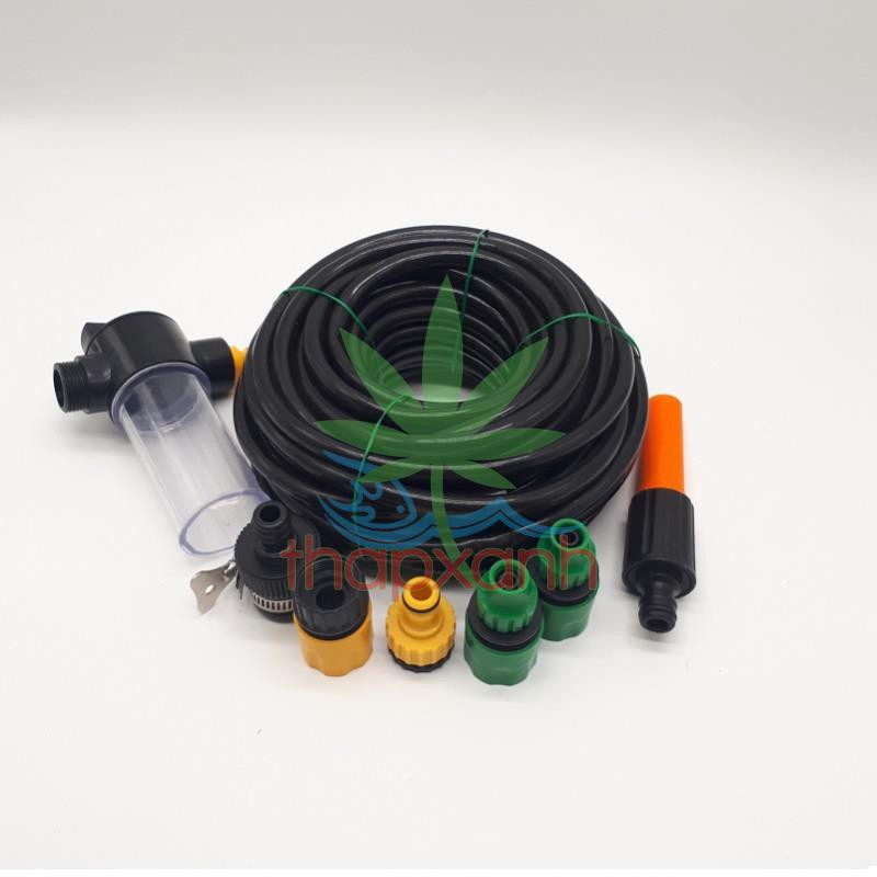 Bộ tưới cây, Rửa xe BTN-7200 nhựa thẳng kèm bình xà phòng + 15m Dây tưới
