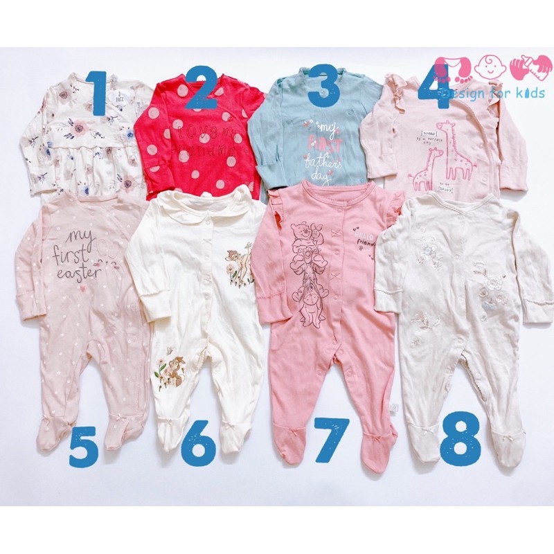 (Chọn mẫu) Sleepsuit bộ body dài tay xuất dư các hãng cho bé gái