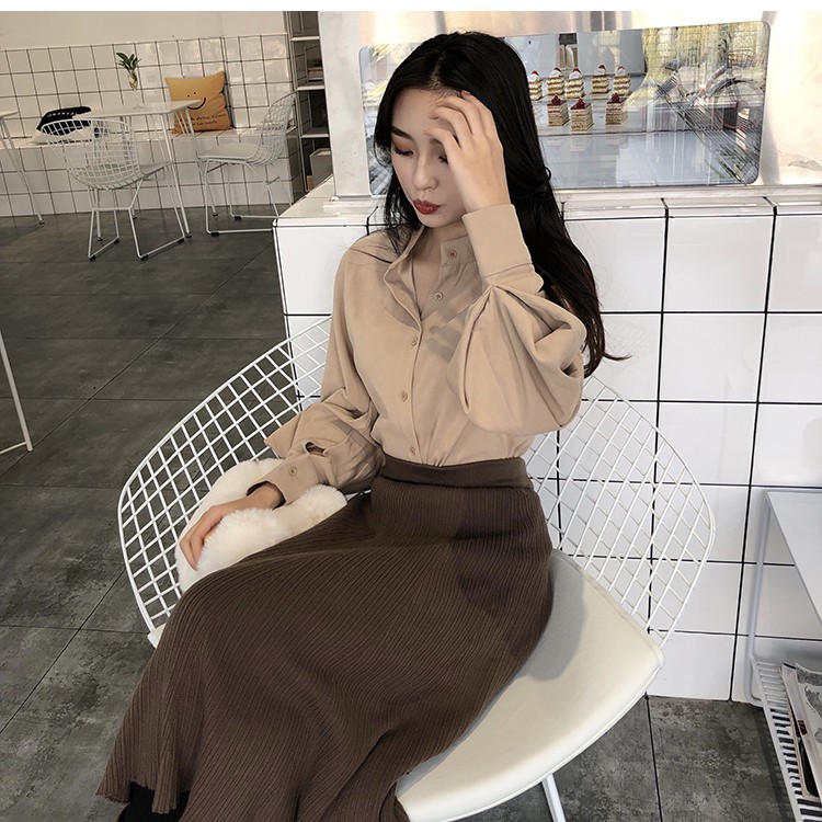 Áo sơ mi ulzzang áo nữ tay bồng cổ đứng retro phong cách quý phái | BigBuy360 - bigbuy360.vn