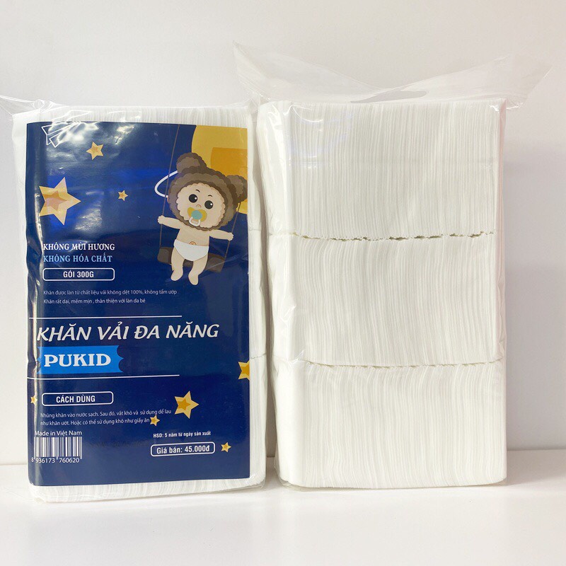 Khăn vải khô đa năng Pukid mệm mại không mùi an toàn cho da bé 280 tờ