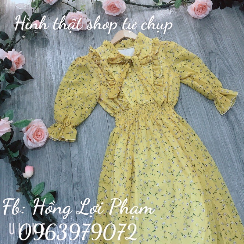 Đầm hoa nhí cột nơ tiểu thư (hoa mới) -video+hình thật | BigBuy360 - bigbuy360.vn