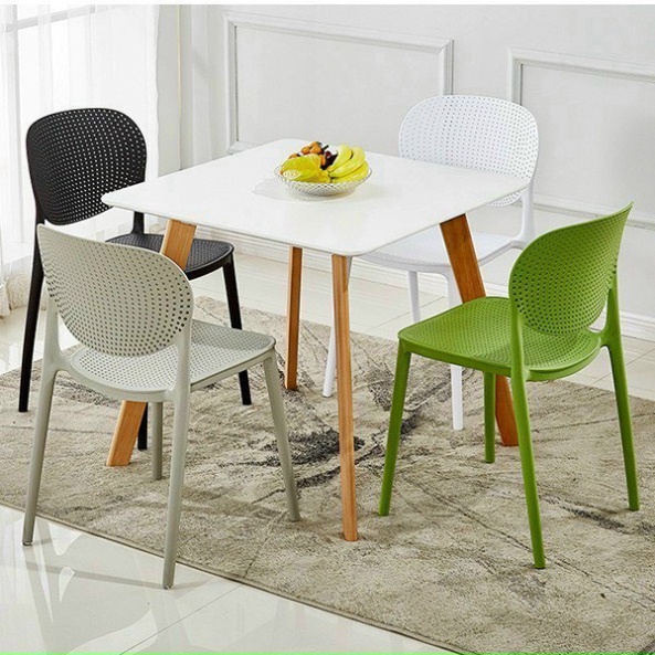 Ghế nhựa cafe văn phòng bàn ăn cao cấp đúc nguyên khối tựa lưng cao xếp chồng tiện dụng - Kanta store