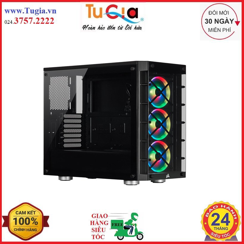 Vỏ Case 465X Black RGB -Tempered Glass - Sẵn 3x Fan LL120 RGB - NEW